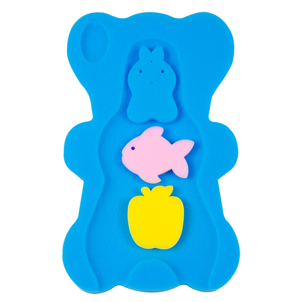 BEWAVE Comfy Baby Bath Sponge Cushion Anti Bacterial And Skid Proof Bath Mat, Blue