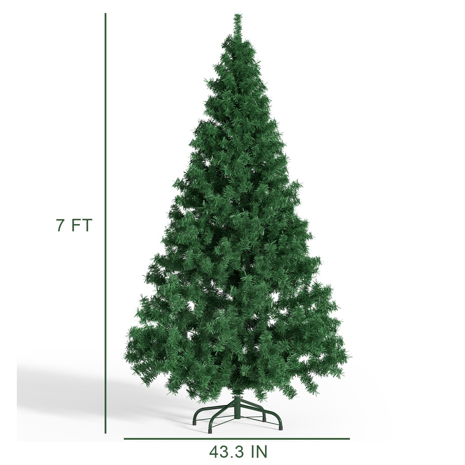 BEWAVE Artificial Christmas Tree with Light, Premium Unlit Spruce Full Xmas Tree Decor for Home Office Indoor Decoration, 7 Ft